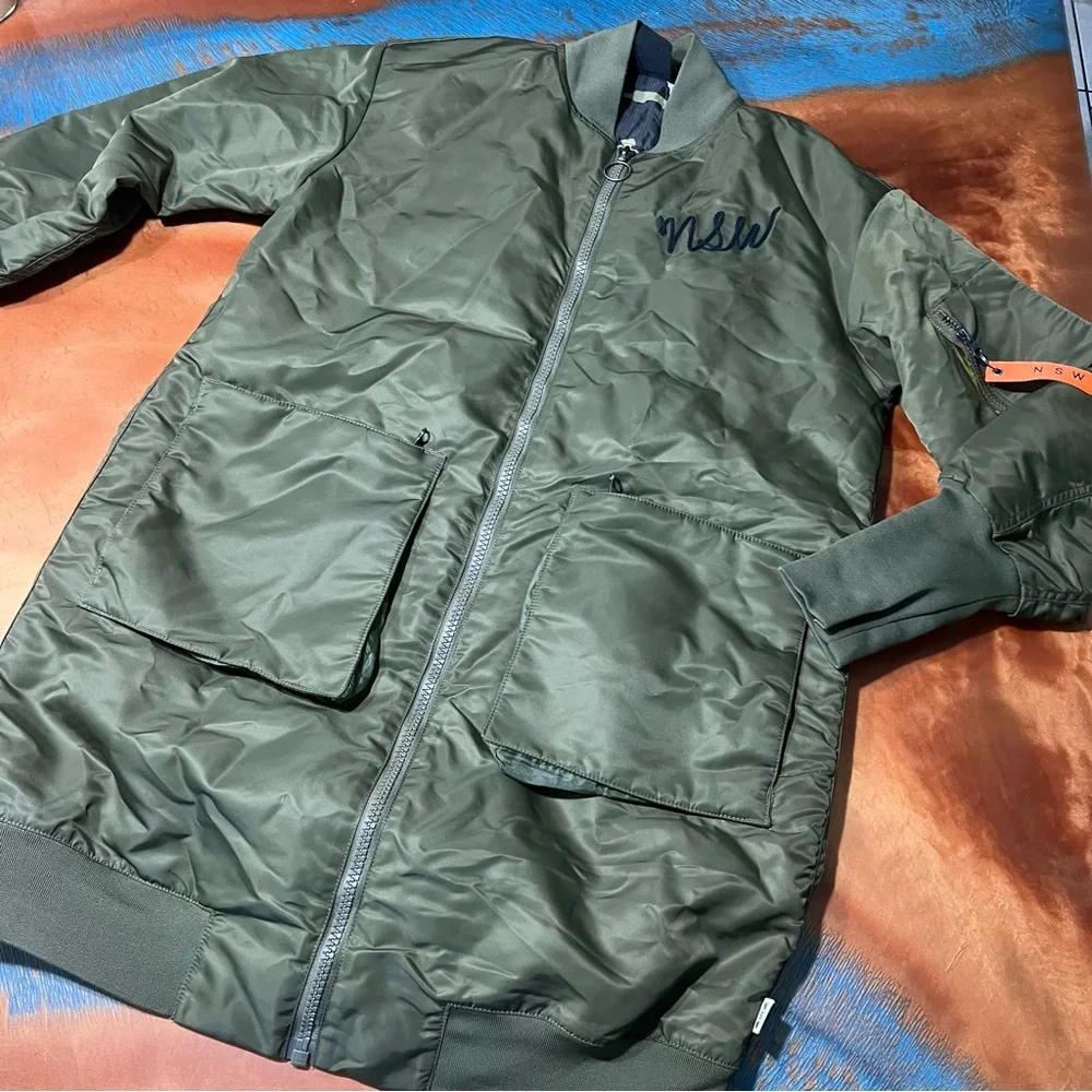 Nike NSW Insulated Long Varsity Bomber Jacket Green Camo Orange  Jacket small